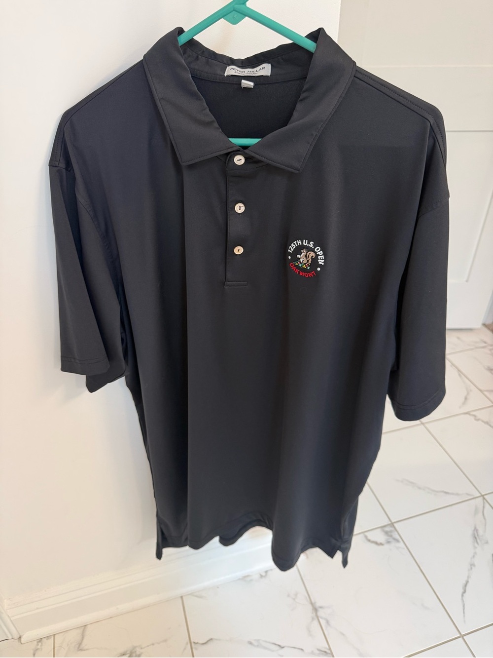 Peter Millar Black Performance Polo with Small Chest Logo